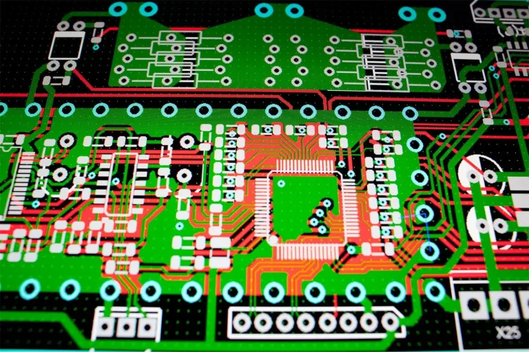 pcb electric circuit on the pc screen