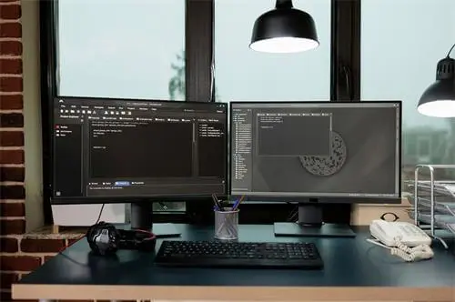 displays showing system programming language